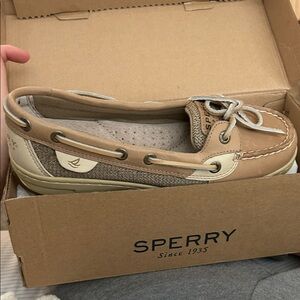 Sperry Beige and Off-White Boat Shoes